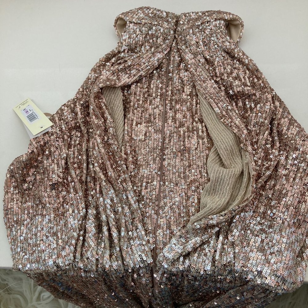 ELIZA J Sequined Zippered Halter Blouson Dress - Picture 12 of 14